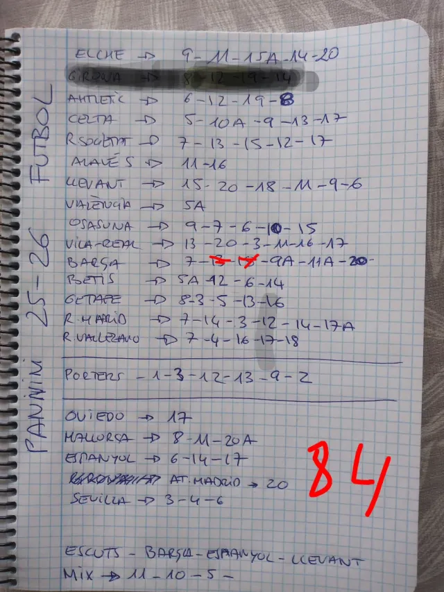 84 Cromos Panini 25-26 + 31 Repes, total 115