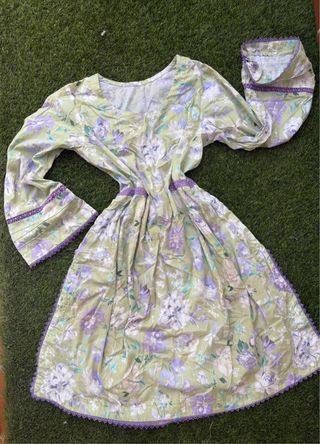 Vestido Vintage Floral Verde Menta