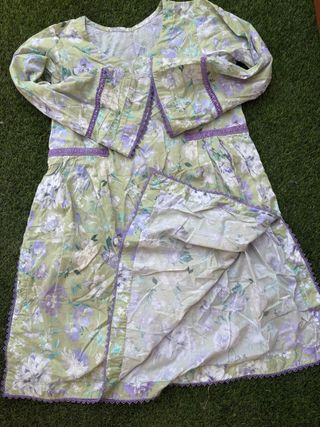 Vestido Vintage Floral Verde Menta