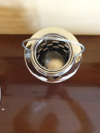 Lanterna portacandele in porcellana argento