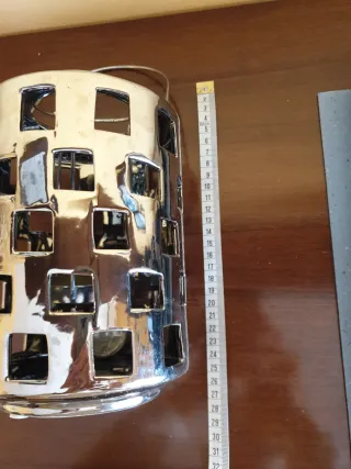 Lanterna portacandele in porcellana argento