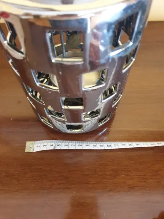 Lanterna portacandele in porcellana argento