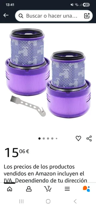 Filtro aspiradora morado + cepillo