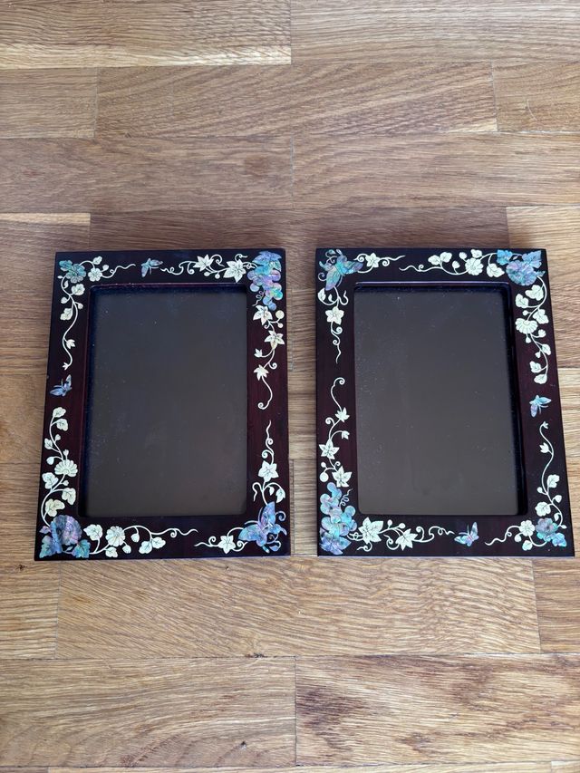 Par Marcos Madera Decorados Mariposas Flores