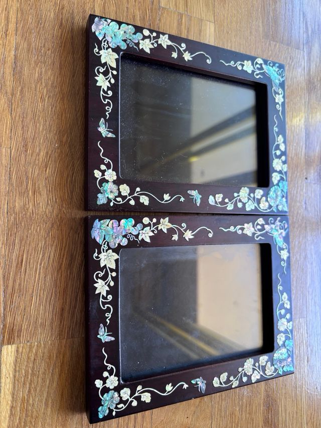 Par Marcos Madera Decorados Mariposas Flores