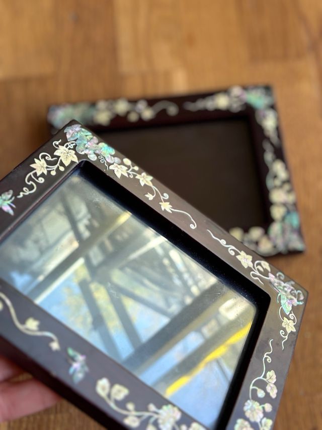 Par Marcos Madera Decorados Mariposas Flores