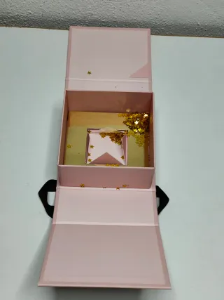 Caja Pandora Rosa con Lazo Negro