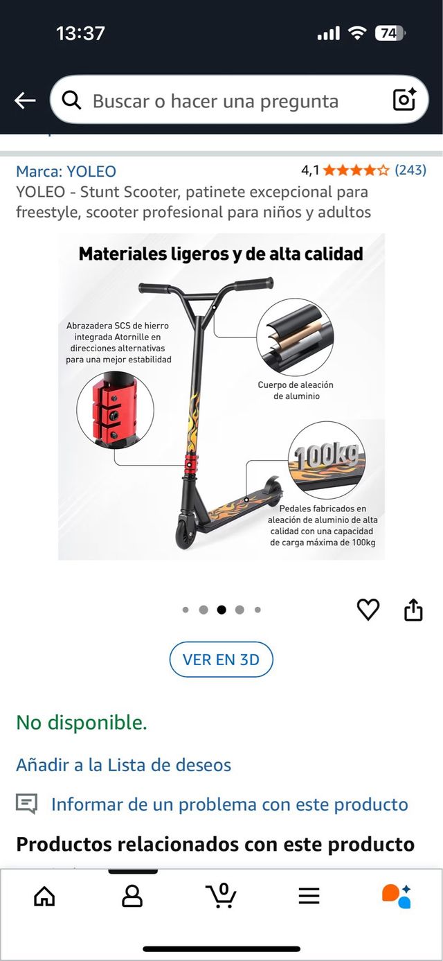 Patinete Freestyle Negro con Llamas