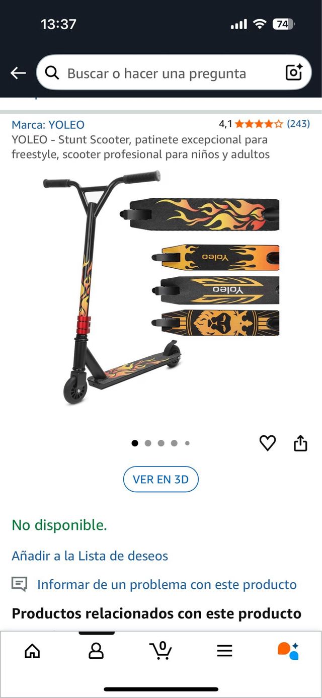 Patinete Freestyle Negro con Llamas