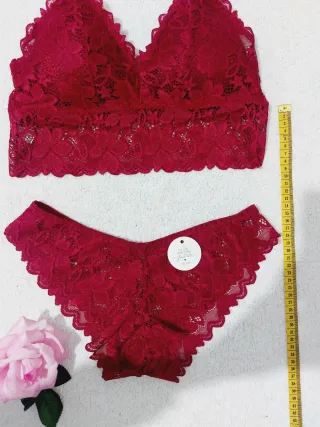 Conjunto Lencería Encaje Burdeos Talla L