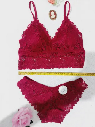 Conjunto Lencería Encaje Burdeos Talla L