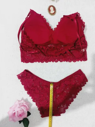 Conjunto Lencería Encaje Burdeos Talla L