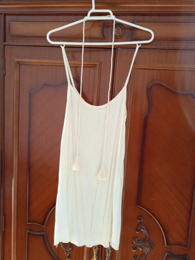 Vestido calado beige talla única