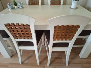Mesa extensible de comedor de madera con 6 sillas