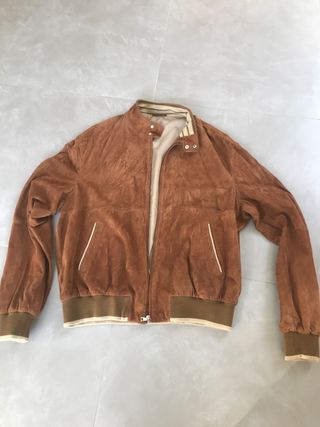 Chaqueta Bomber Ante Caballero Marrón