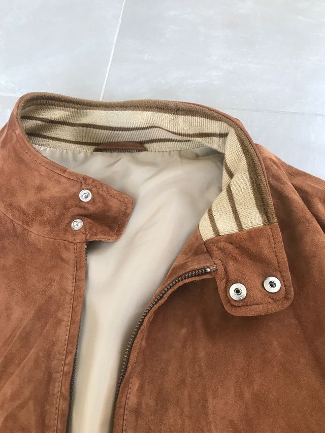 Chaqueta Bomber Ante Caballero Marrón