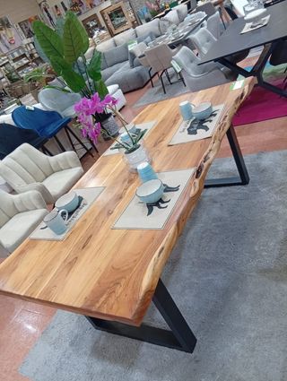 Mesa Comedor Madera Rústica y Metal