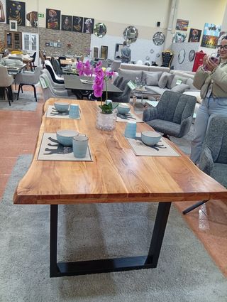 Mesa Comedor Madera Rústica y Metal