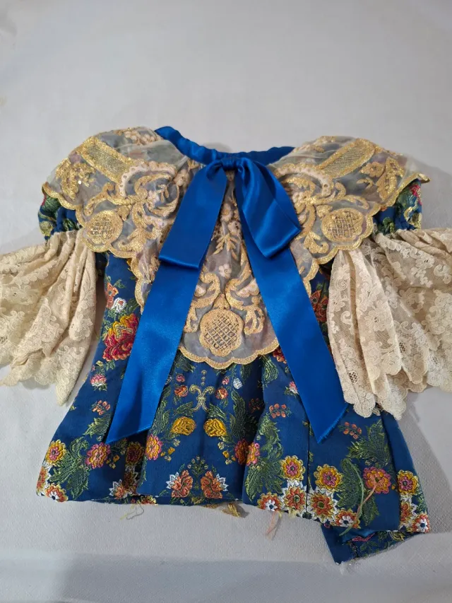 Traje de Fallera Azul y Dorado niña de 6 a 8 años