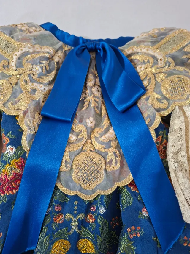 Traje de Fallera Azul y Dorado niña de 6 a 8 años
