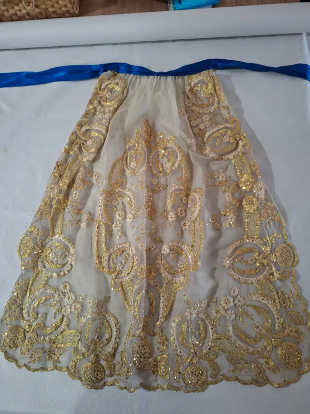 Traje de Fallera Azul y Dorado niña de 6 a 8 años