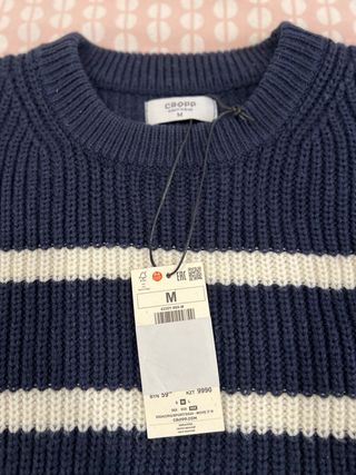 Jersey Rayas Azul Marino y Blanco Talla M
