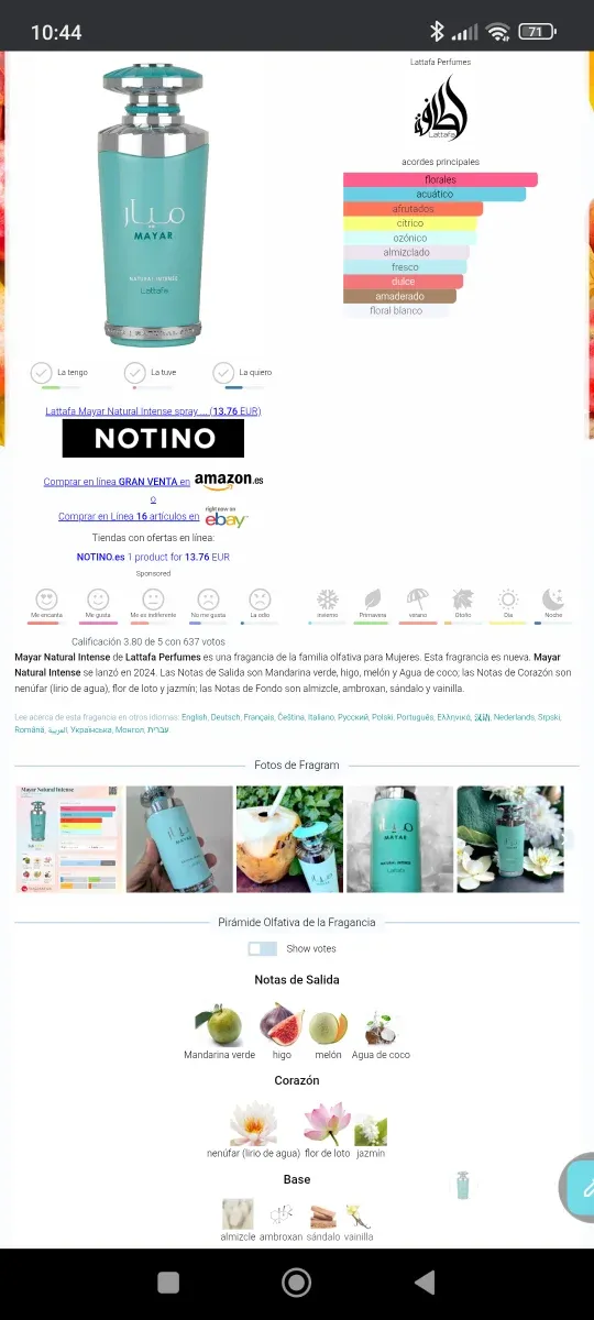 Perfume Mayar Natural Intense Lattafa