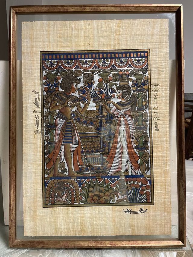 Lote 4 cuadros papiro egipcio auténtico