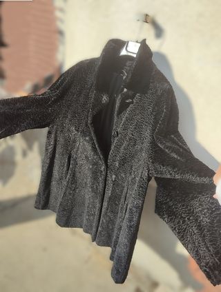 Pelliccia Astrakan Nera Tg 46 Ampia