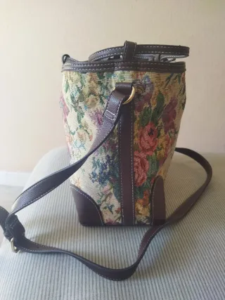 Bolso Cortefiel Flores Piel Marrón Multicolor