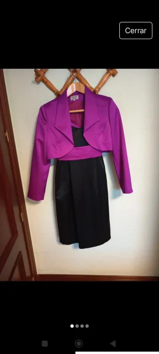 Vestido de fiesta color buganvillay negro