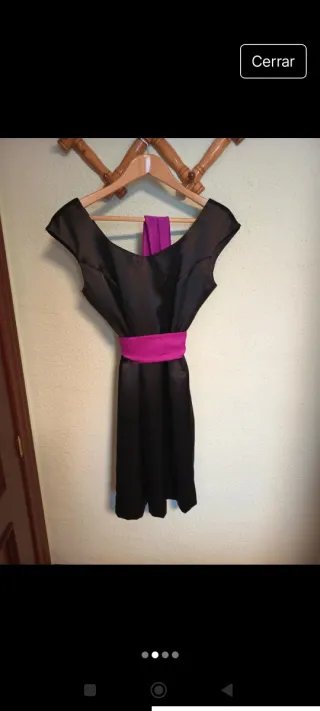 Vestido de fiesta color buganvillay negro