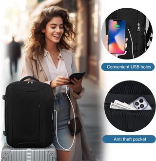 Mochila Viaje Cabina 45x36x20 Negra Nueva