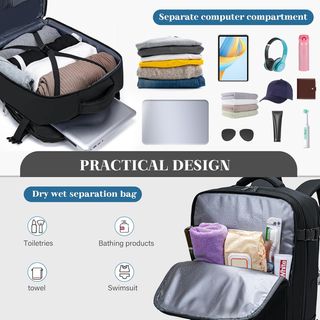 Mochila Viaje Cabina 45x36x20 Negra Nueva