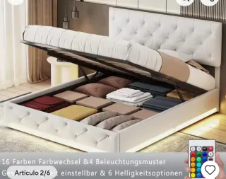 Cama 160 con Colchón y Luces LED