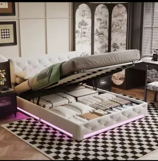 Cama 160 con Colchón y Luces LED