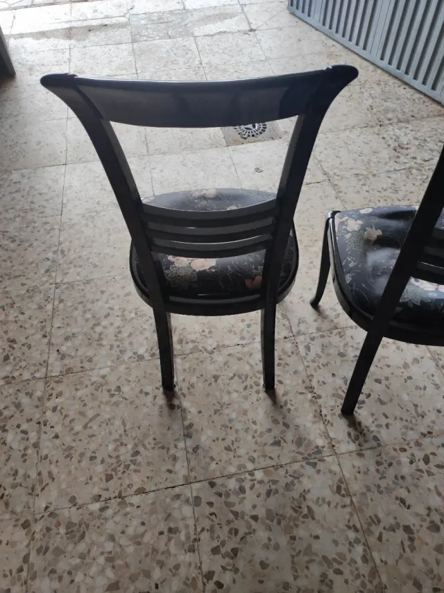 6 Sillas de Salón Negras Madera Maciza