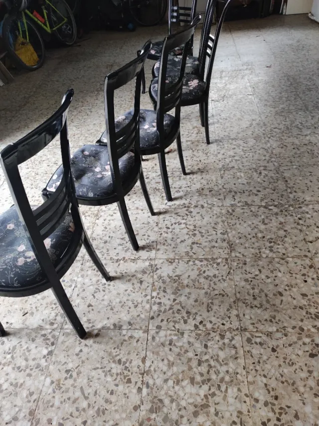 6 Sillas de Salón Negras Madera Maciza