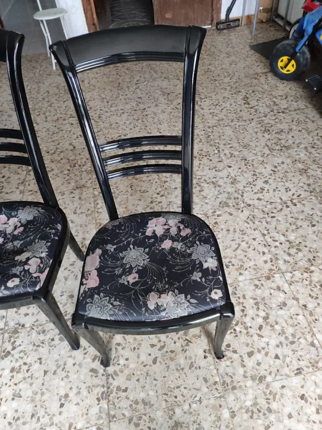 6 Sillas de Salón Negras Madera Maciza