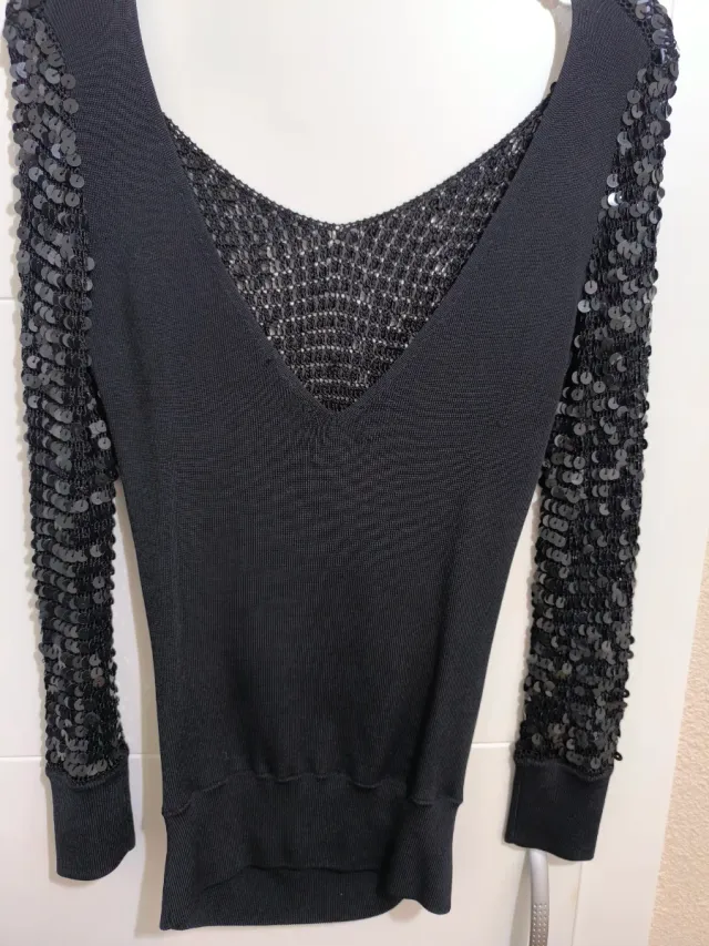 Jersey fiesta lentejuelas negro