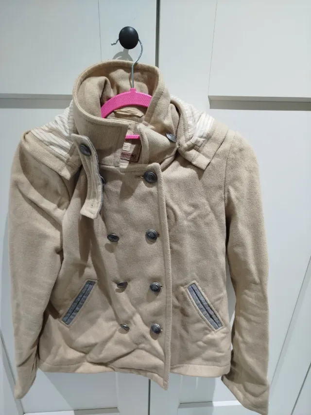 Abrigo paño Bershka beige
