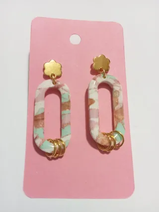 Pendientes arcilla polimérica oro multicolor