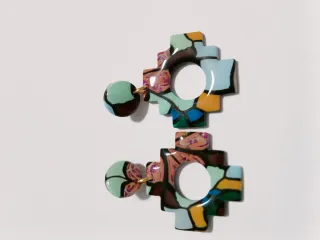 Pendientes arcilla polimérica oro multicolor