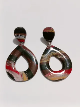 Pendientes arcilla polimérica oro multicolor