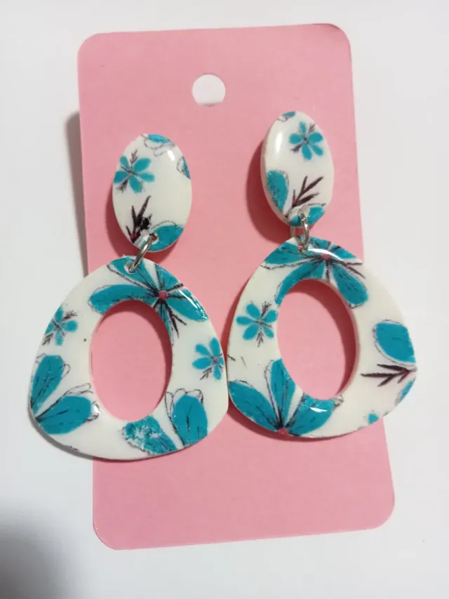 Pendientes arcilla polimérica oro multicolor