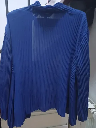 Giacchino blu plissettato