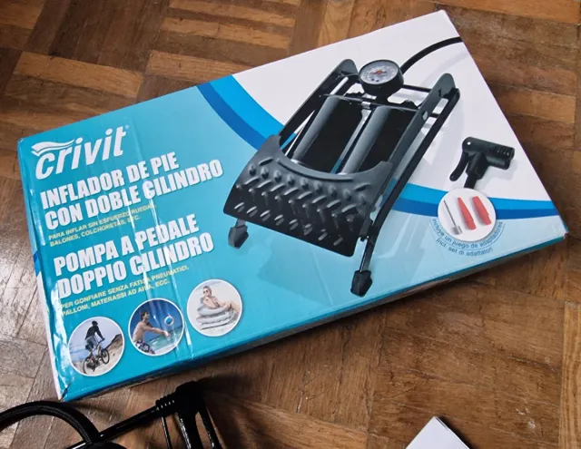 Hinchador de pie Crivit doble cilindro