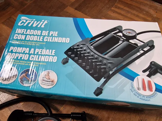 Hinchador de pie Crivit doble cilindro