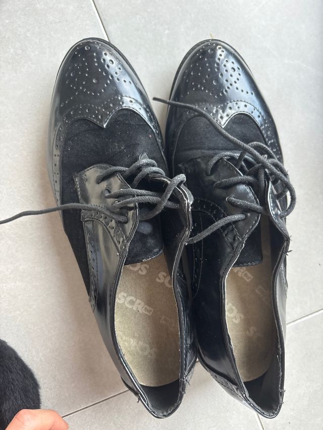 Mocasines negros charol y ante T41