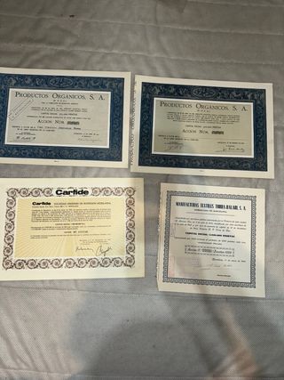 Gran lote de 42 acciones y obligaciones antiguas